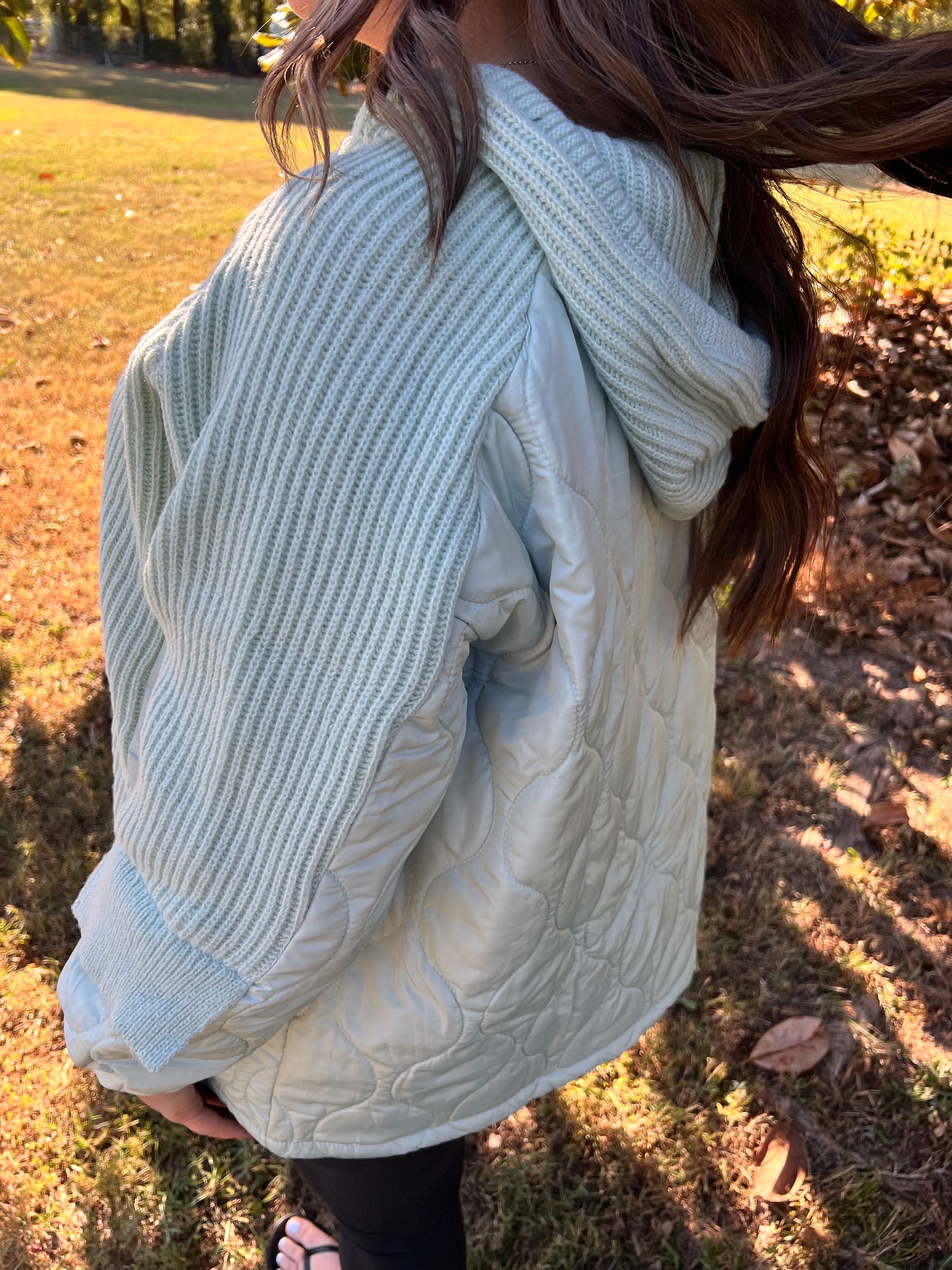 Quilted and Mint Hooded Sweater