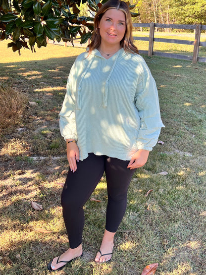 Quilted and Mint Hooded Sweater