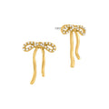 Fashion Jewelry-gold bow earrings with accents. These studs are elegant and trendy.