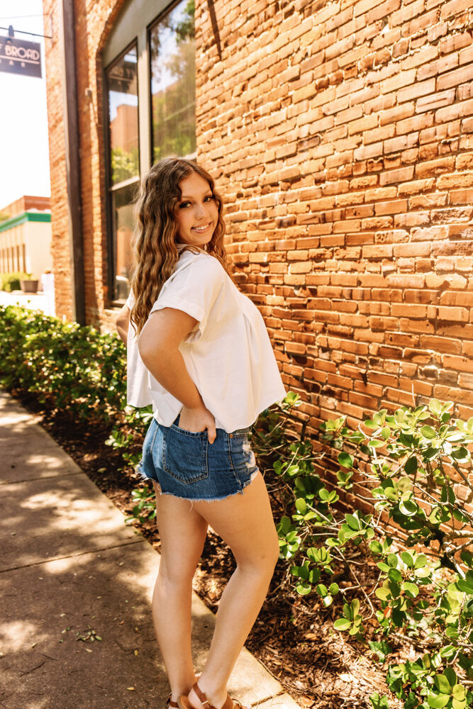 White Cropped Tee